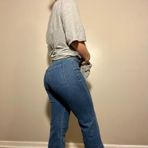 Straight leg dark wash jeans